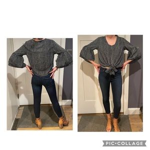 Tyche dark navy blue stripped shirt, size S